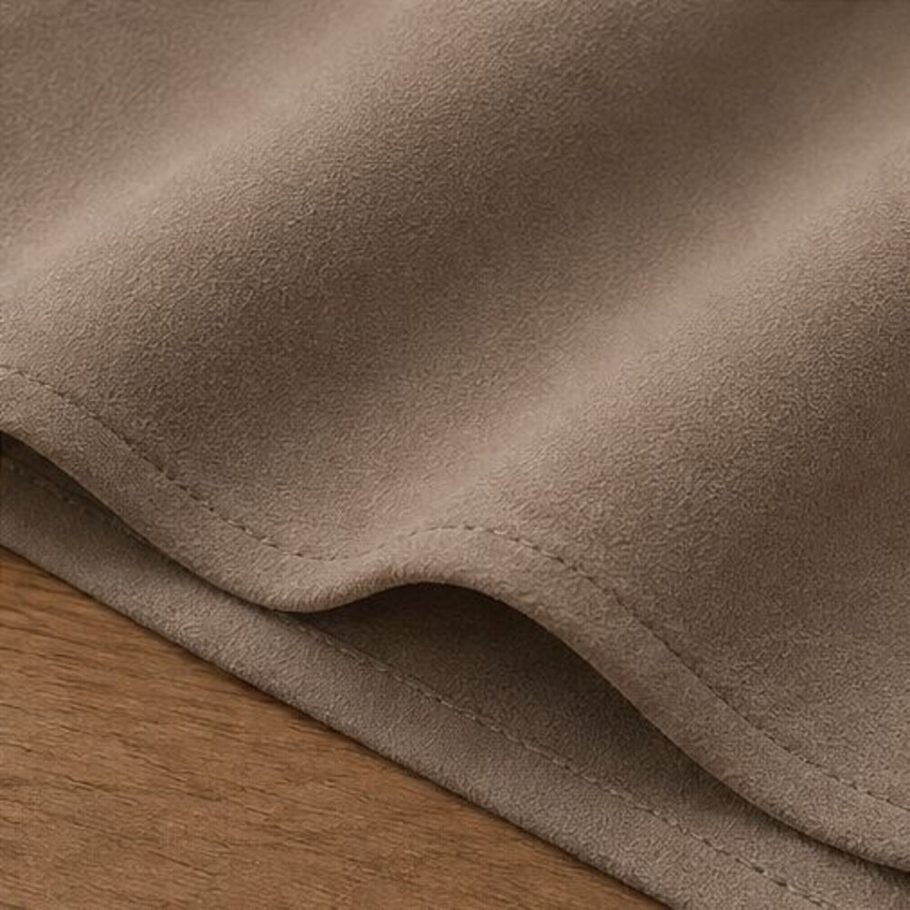 Taupe Crepe V Neck Blouse - Picture 6 of 6